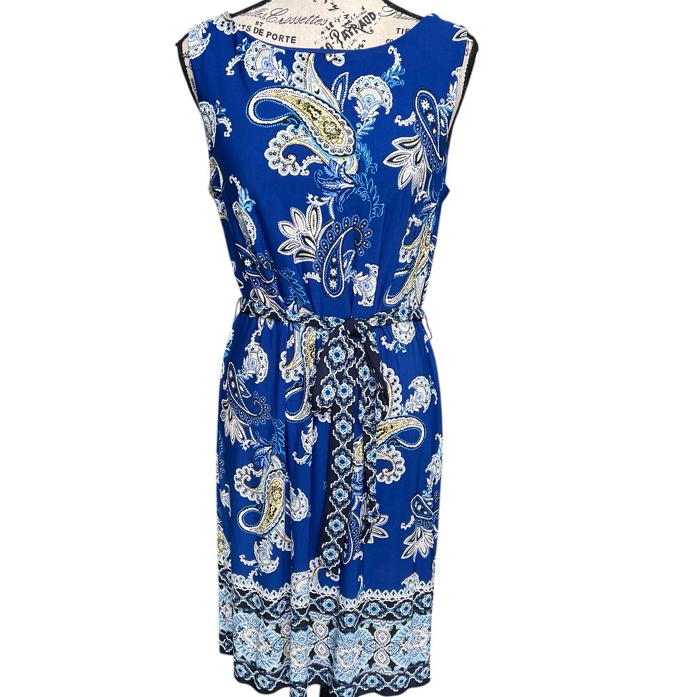 Studio One Paisley Print Blue Dress